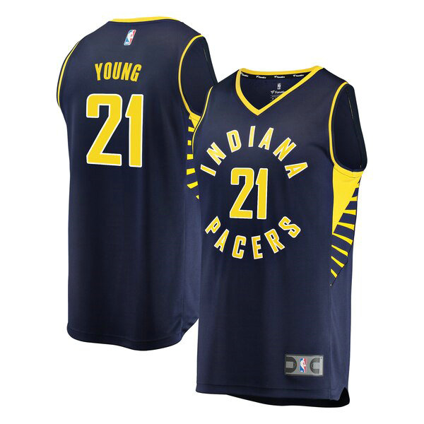 Maillot Indiana Pacers Homme Thaddeus Young 21 Icon Edition Bleu marin
